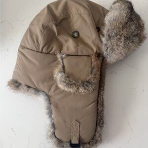 L.L. Bean Tan Fur-Lined Aviator Hat